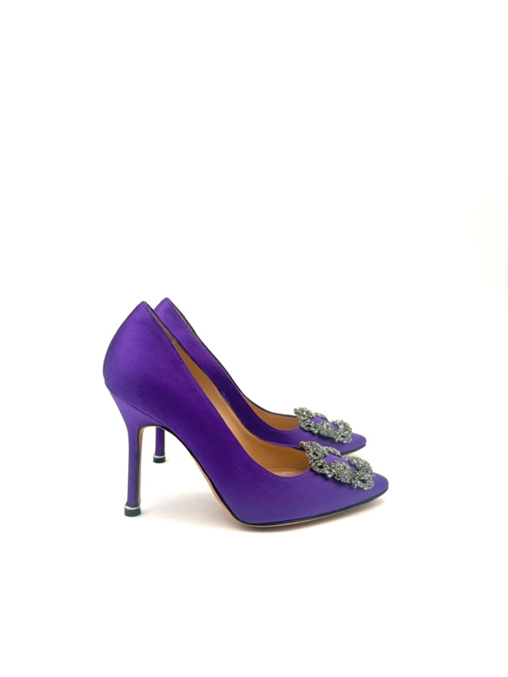 Manolo Blahnik Purple Hangisi Satin Pumps Size 34